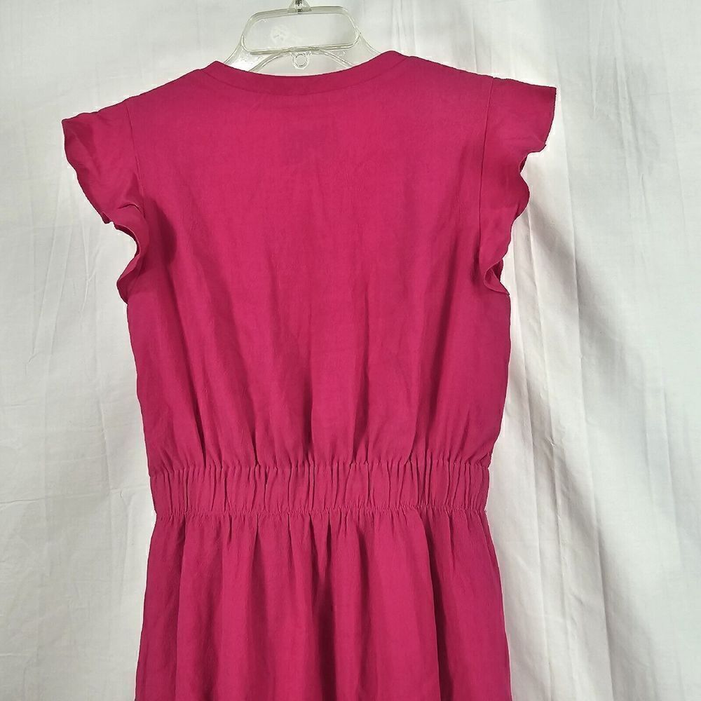 Kate Spade Fluid Crepe Frill Dress Bright Pink Size 0 - Picture 9 of 10